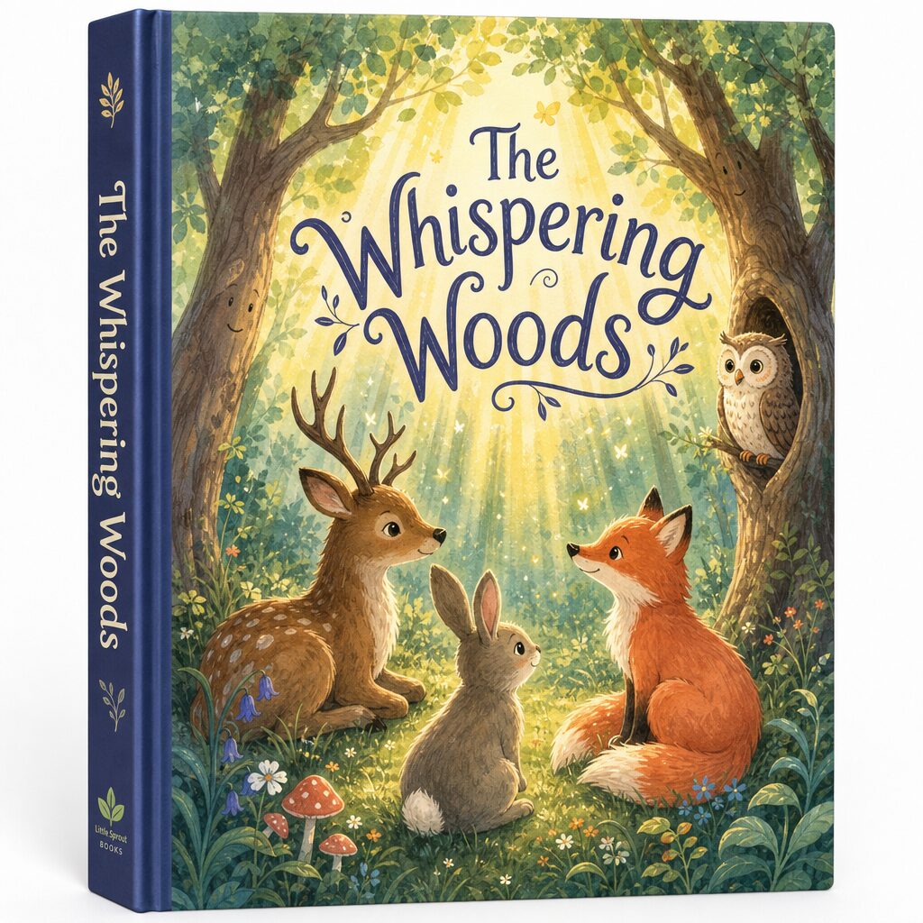 The Whispering Woods — a kid-made book cover