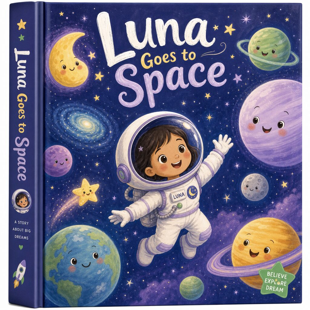 Luna Goes to Space — a kid-made book cover